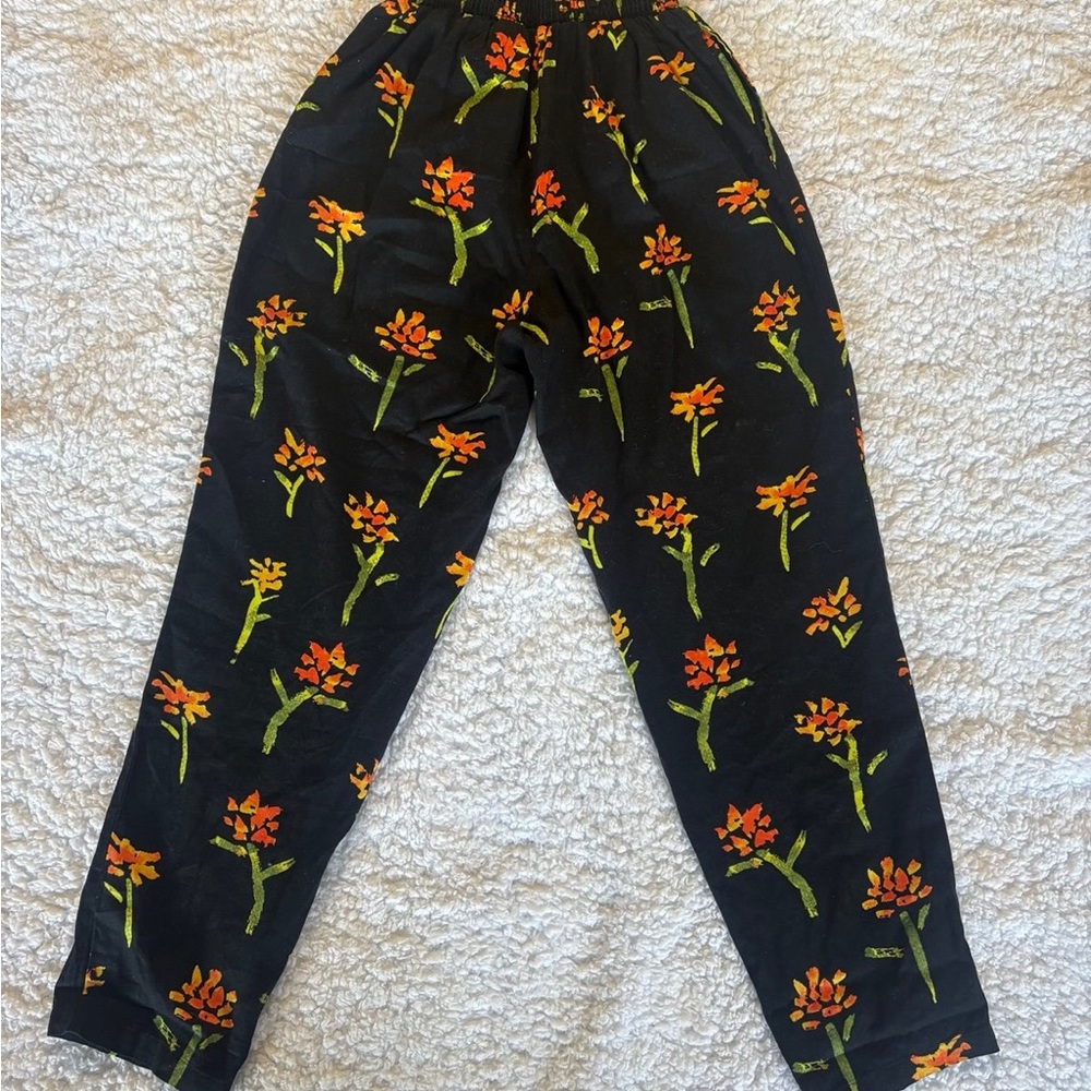 Lucy and Yak Floral Print Black Pants